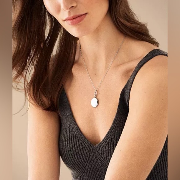 Fossil Heritage Locket Collection Stainless Steel Chain Necklace Engraved L. N. - Picture 4 of 9